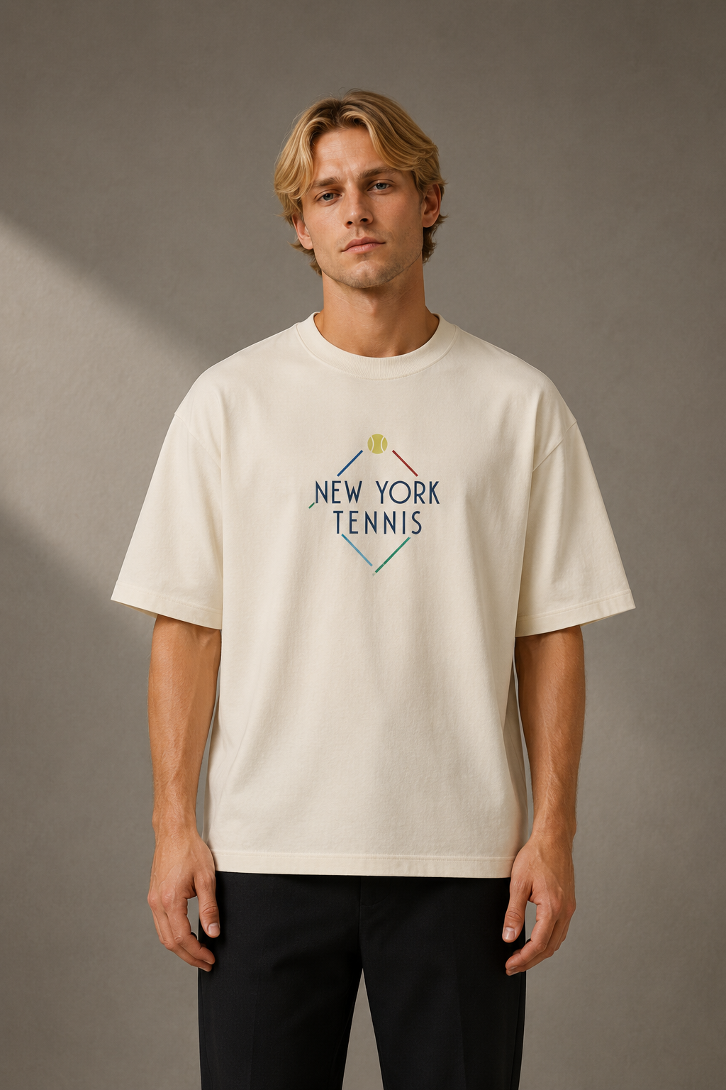 T-shirt New York Tennis Monumental 38. design textile unisexe [color:natural] [view:front]