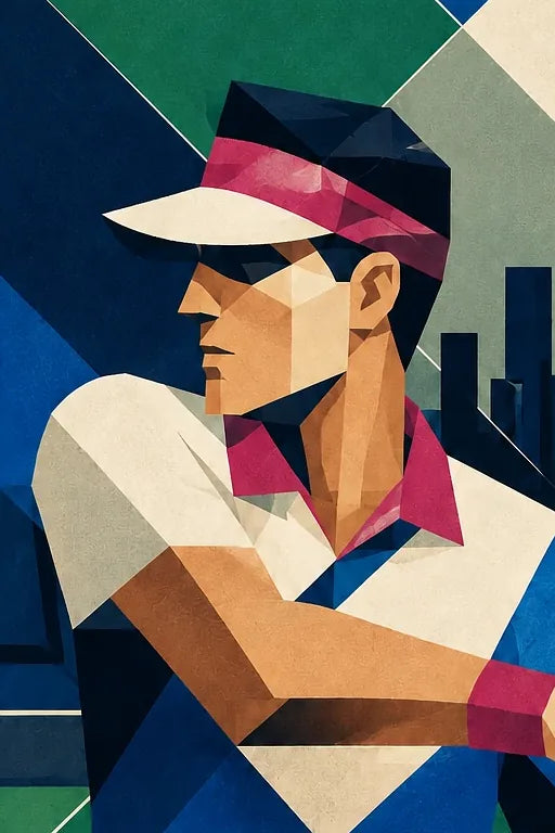 Affiche New York Tennis Art Deco Homme Forehand Followthrough, affiche Art déco de tennis new-yorkaise