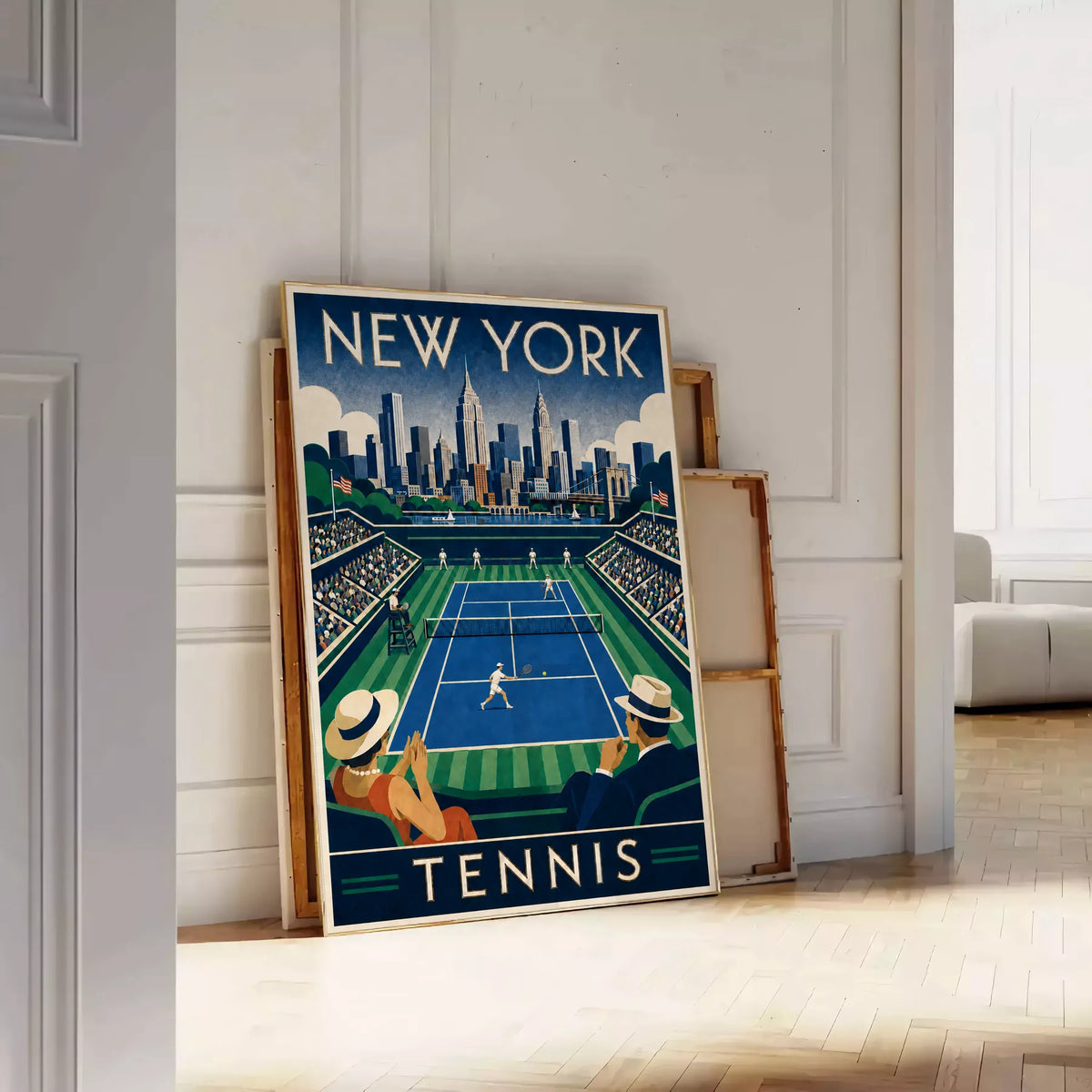 Affiche New York Tennis New York Tennis Stadium Court View, affiche Art déco de tennis new-yorkaise