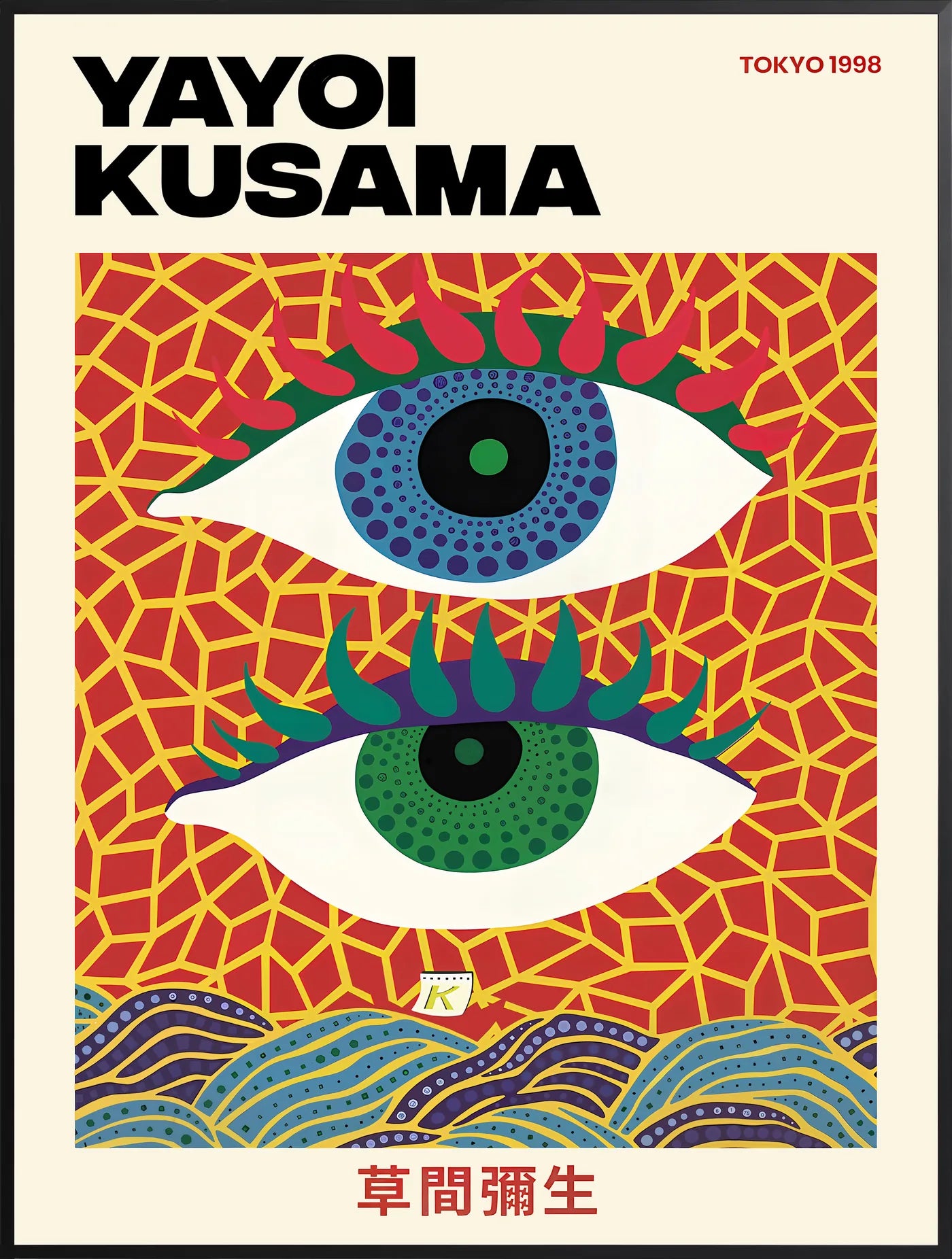 Yayoi Kusama · Eyes · Tokyo 1998 — encadrement noir