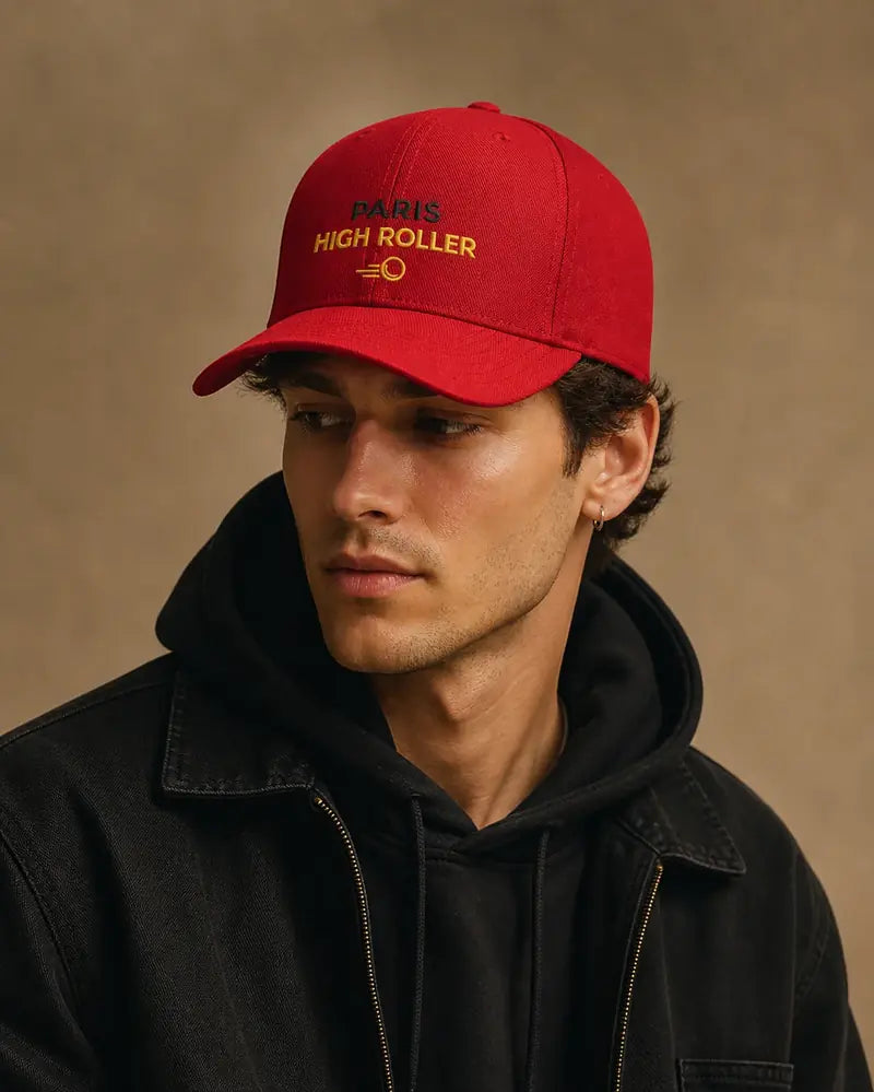 Casquette brodée Paris High Roller Rouge