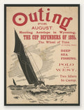 Affiche Outing vintage, voilier de regate gite sur les vagues sous la lune